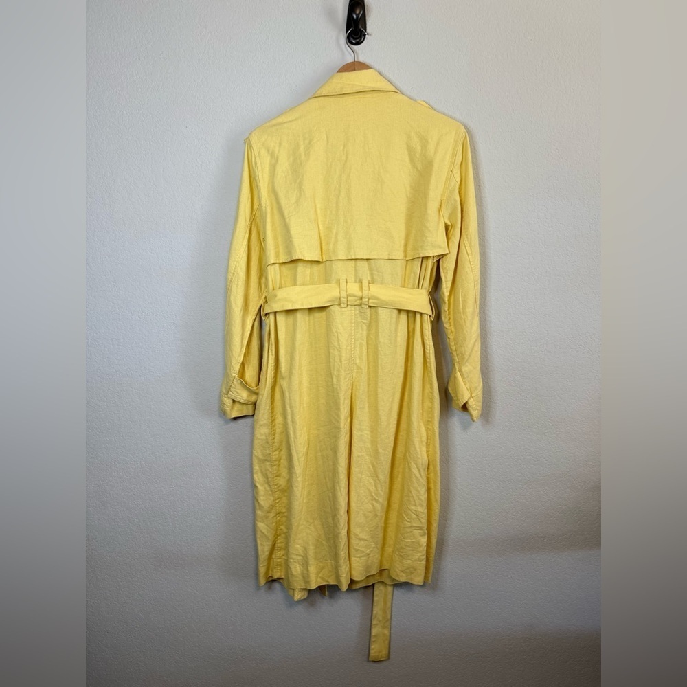 New Day Women's Yellow Linen Blend Double Breasted Belted Trench Coat Size Small - Picture 6 of 11